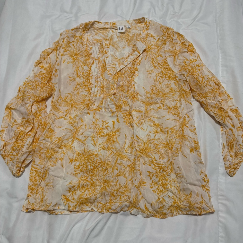 GAP Women's Yellow Floral Blouse